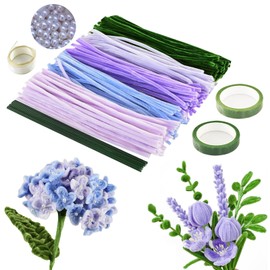 ZSOPN Pipe Cleaner Set for Crafts Gifts for Mum 250 Pieces 5 Colours, Tulip Bouquet Pipe Cleaner Set, Birthday Gift for Mum 30 cm Long with Filigree Ribbons, Beads for Bouquets DIY