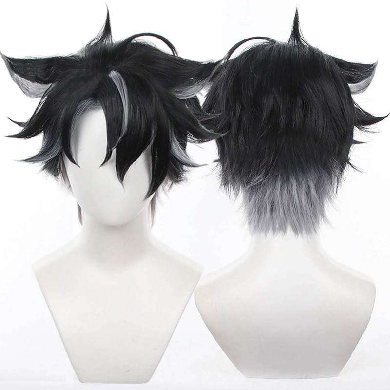Servelove Character Cosplay Wig For Game Characters Black Grey Mix