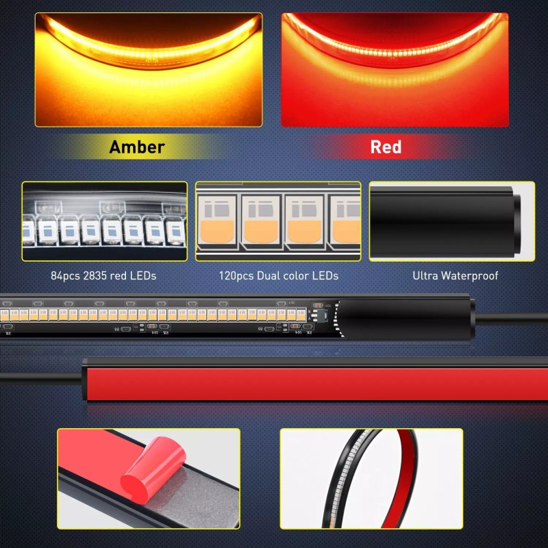 Nilight 30 Inch UTV Tailgate Light Strip 204 LED Red