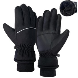 Beurlike Winter Gloves for Men Women Warm Touchscreen Windproof Waterproof Thermal Fleece Anti-Slip Ski Gloves for Cold Weather Cycling Motorcycle Snowboarding Running(BlackL)