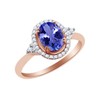 AFFY Simulated Tanzanite & White Topaz Solitaire Ring in 14k