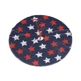 Dewoofly American Flag Freedom Stars Tree Skirts Xmas Ornaments, National Tree Skirt for Christmas Party Holiday All Occasions 30"