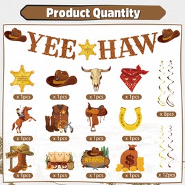 Wild West Birthday Party Decorations - NOVBAUB 29PCS Yee Haw Western Cowboy Party Decorations Hanging Swirls Rodeo Whirls Hanging Streamers Western Birthday Party Decorations for Boys Teens Men