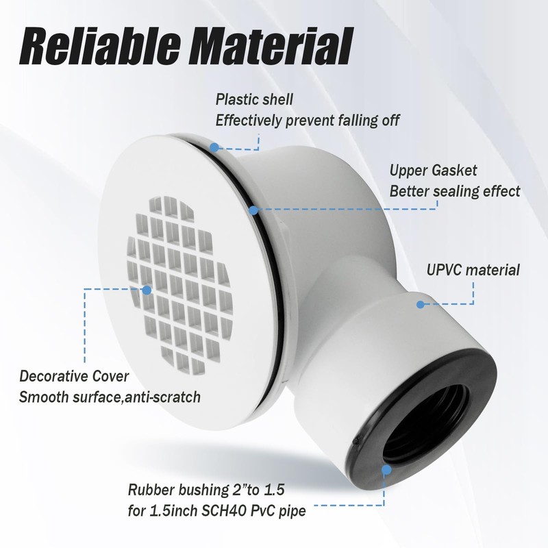 Anxingo Low Profile Shower Drain, 1.5Inch Side Outlet Drain Assembly