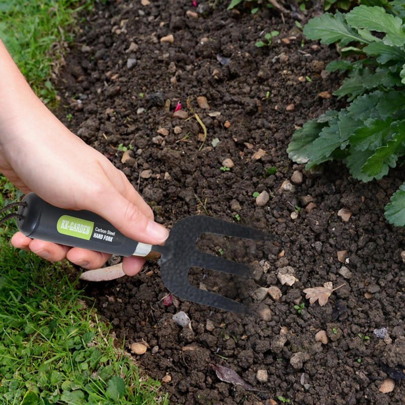 KKTECH Carbon Steel Heavy Duty Hand Fork & Trowel Set