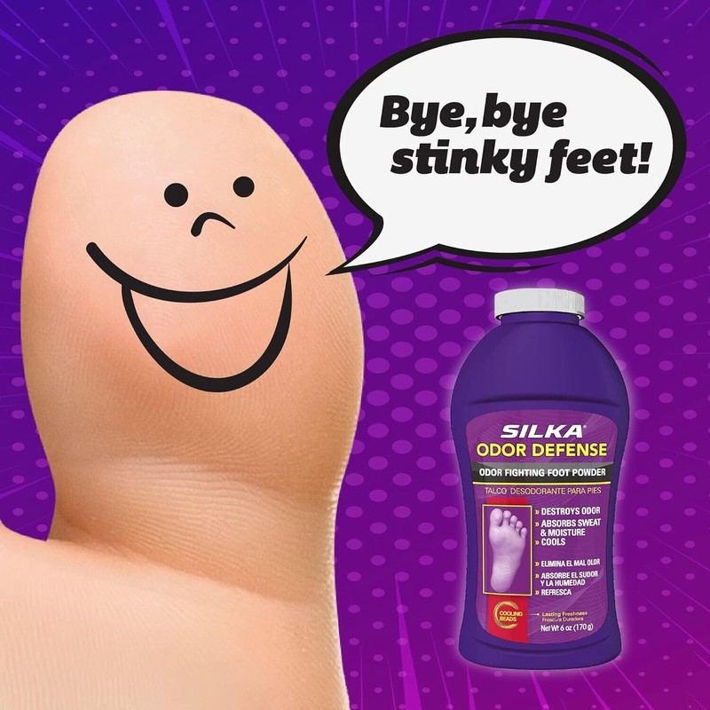 Silka Odor Fighting Foot Powder & Shoe Deodorizer Talc &