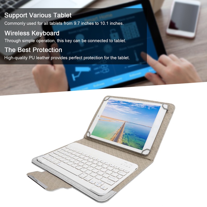 Tablet Cover Set with White Bluetooth Keyboard Protective Case Holder