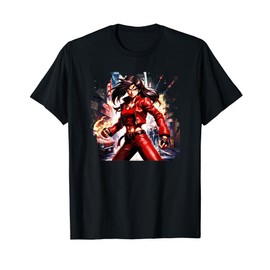 Anime Fighter Cartoon Girl Anime Fighting Character Art T-Shirt