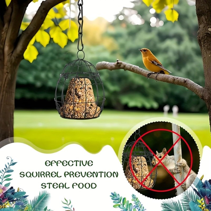 AIMALL Outdoor Hanging Bird Feeder 9.44"x3.74" Iron Wire Spring Birdcage