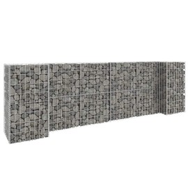 Benicabaly H-Shaped Gabion Planter Steel Wire for Garden or Patio, Easy Assembly, Silver, 102.4"x15.7"x31.5"