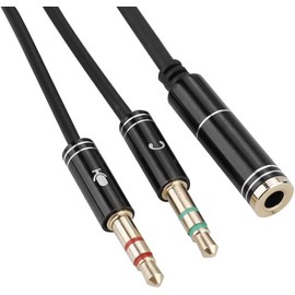 D & K Exclusives Headphone Splitter for Computer 3.5mm Female to 2 Dual 3.5mm Male Audio Splitter Cable Microphone Stereo Jack Earphones Port Cord Gaming Headset to PC Laptop Adapter, Black