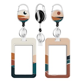 2 Pack Badge Holder and Heavy Duty Retractable Reel, ID Badge Holders with Retractable Clip for Nurse Teacher Student Office Women Men