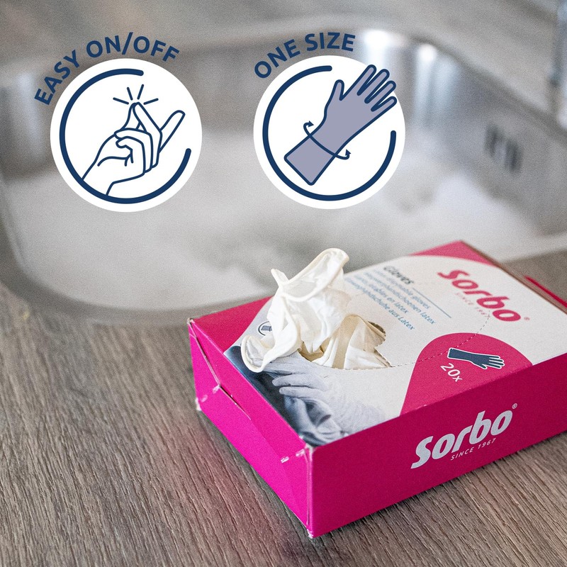 Sorbo Disposable Latex Cleaning Gloves, Pack of 20 One size