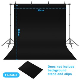 HOTUT Screen Backdrop,1.8M x 2.8M Black Photography Backdrop,Portable Collapsible Photography Background,Non-woven Fabrics Background Cloth for Photo Studio,Video Shooting,Live Streaming,Parties