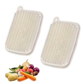 2 PCS Vegetable Brush,Vegetable Brush Scrubber for Fruits,Multifunctional Fruit and Vegetable Cleaning Brush,Kitchen Household Vegetable Washing Brush,Can be Bent Arbitrarily (Beige)
