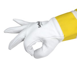 SAFTA Premium Quality Cowhide Beekeeping Gloves, Bee keepers Gloves for Professionals, Ventilated Long Sleeves, Elastic Cuffs Sting Proof Bee Gloves, Gardening Work Gloves.(M)