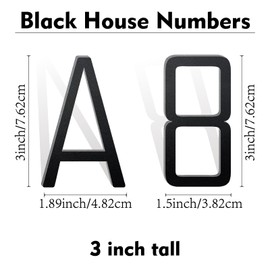 SpNo1-MS 3 Inch Floating Aluminum House Address Numbers Letters, Modern Metal House Numbers for Outside, Black Metal Door Address Letter and Number for Home Garden Office Apartment (U)