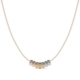 Cadena de Oro 14K Y 10K Mujer de 45 cm | Collar Italiano Fino con Aros Tricolores | Gargantilla Elegante con Broche de Argolla | Collares para Mujer
