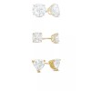 Paris Jewelry 18k Yellow Gold Moissanite 3 Pair Round, Square