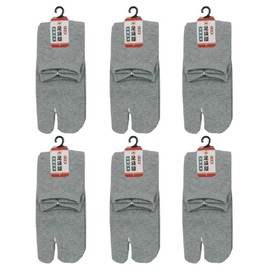 Tabiya Women's Antibacterial Deodorizing Crew Length Tabi Socks, Set of 6 Pairs (Women's, Made in Japan, Socks) 8.7 - 9.8 inches (22 - 25 cm), gray
