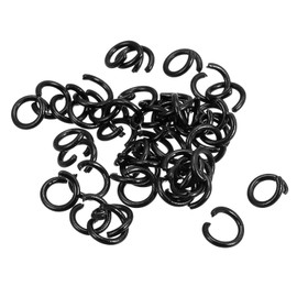 sourcing map Open Jump Rings, 10mm Colorful O-Ring Connectors for DIY Crafts Jewelry Making, Carbon Steel, Black, 100Pcs