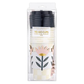 Santa Barbara Design Studio 8-Count Disposable Paper Coffee Cups, Sleeves and Lids To-Go Hot Drink Cups, 16-Ounce, Flower