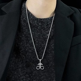 MEIDERBO Leviathan Cross Necklace 925 Sterling Silver Satanic Cross Brimstone Necklace with Snake Church of Satan Jewelry Alchemical Symbol for Brimstone Gifts for Men Women