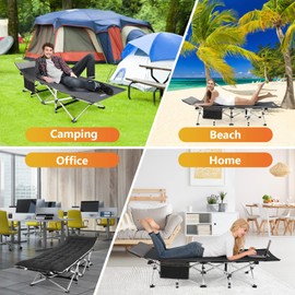 Homdox Camping cot Folding Outdoor Camping Travel Cot and Cot Pad - Quality Lightweight Portable Heavy Duty Adult & Kids Travel Cot Double Layer Oxford Camp Cots for Camp/Office/Home