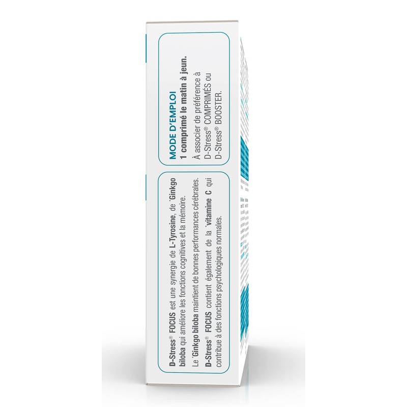 D-Stress Focus 30 Tablets | L-Tyrosine, Ginkgo Biloba and Vitamin