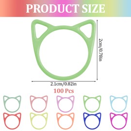WANDIC 100Pcs Metal Stitch Ring for Knitting, Cute Cat Knitting Stitch Markers Multicolor Smooth Crochet Ring Knitting Crocheting Accessories