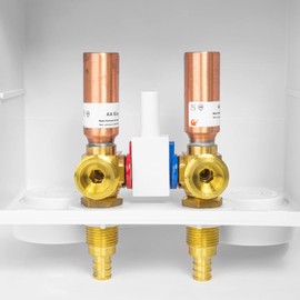 EFIELD Double Drain Washing Machine (Laundry) Outlet Box,1/2-inch Crimp Pex F1807 Inlet, Single Control Valve, Copper Water Hammer Arrestor