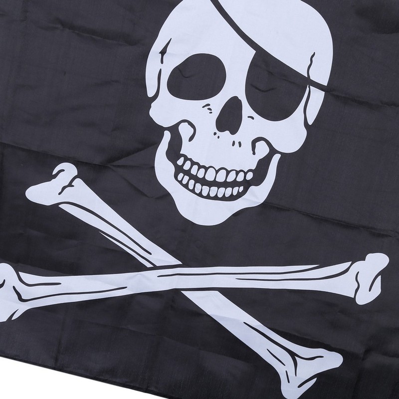 Large Black Pirate Flag Jolly Roger Skull and Bones 90x150cm