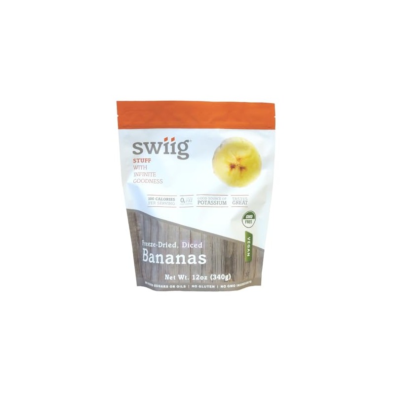 swiig Freeze-Dried, Bananas, Raw, Vegan, Potassium Rich, No Added Sugar