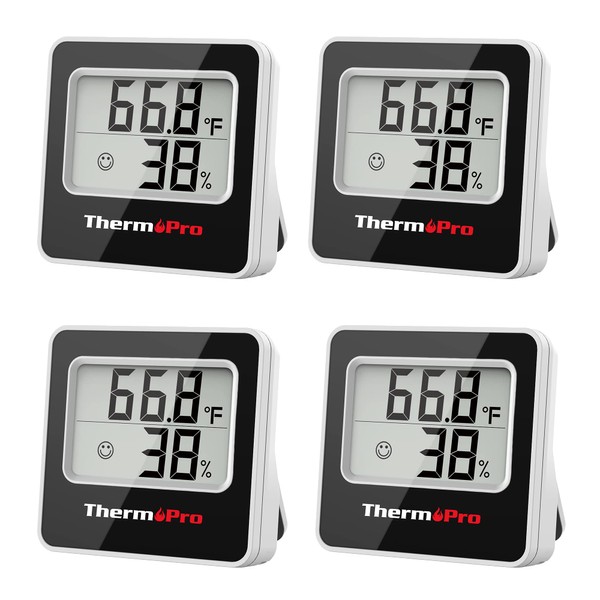 ThermoPro TP157 4 Pack Hygrometer Indoor Thermometer for Home, Digital Room Thermometer with Temperature Humidity Sensor for Greenhouse Office Cellar