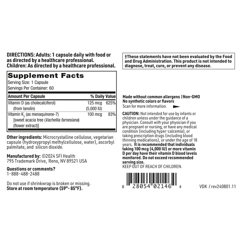 Klaire Labs SFI Health Vitamin D Plus K - Bioavailable