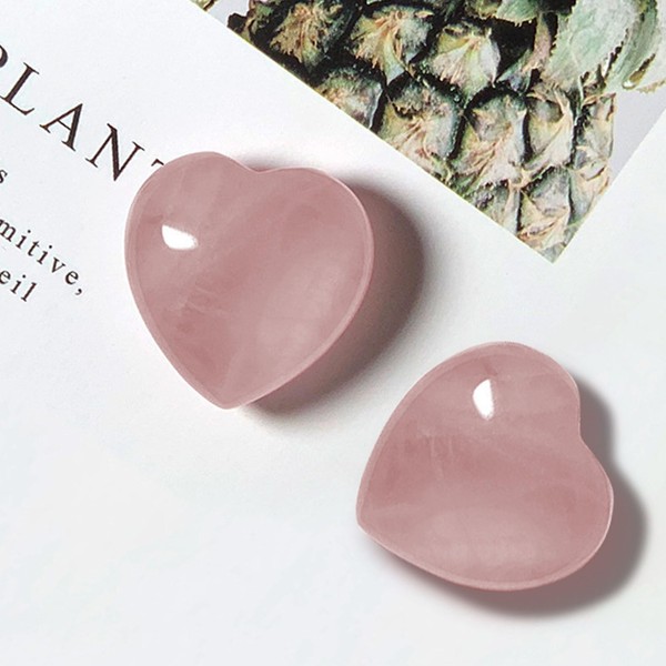MIYUANGKJ Pack of 2 45 mm Rose Quartz Stone Crystals Heart Healing Crystals Pink Lucky Stones Love Crystal Stone Mother's Day Birthday Valentine's Day Gift Palm Worry Stones for Anxiety Relief