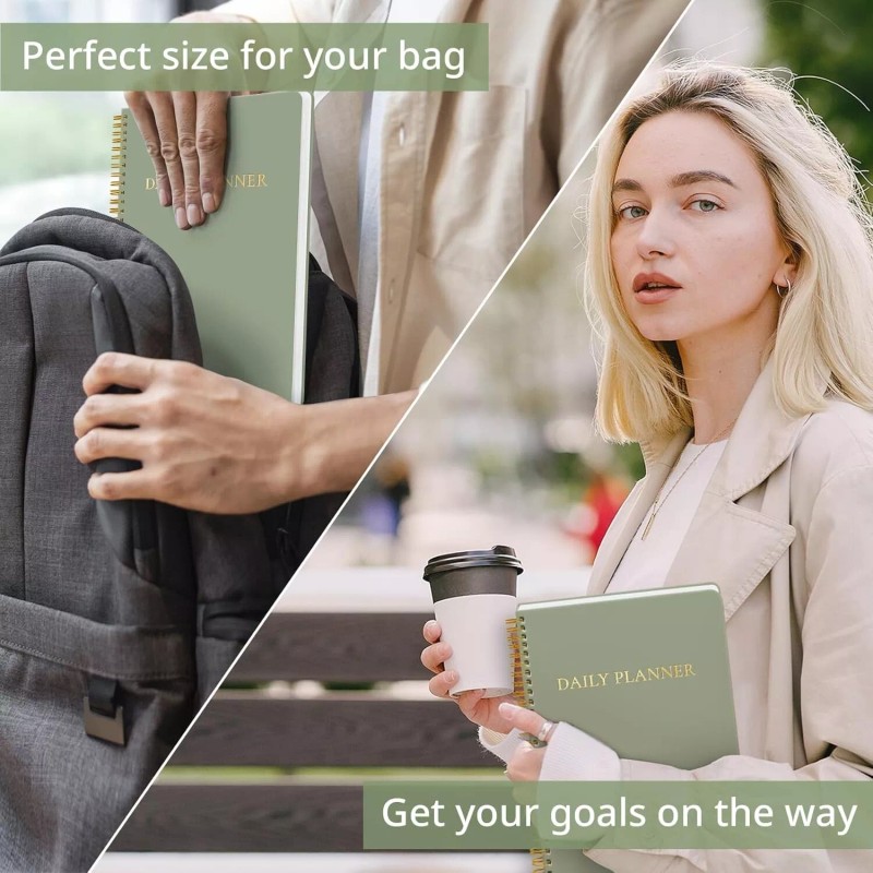 ZOTIA Aesthetic Daily Planner Notebook With Hourly Schedule, Spiral To