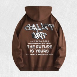 Saint Art the Future Is Yours Graphic Hoodie 100% Cotton US Warehouse 6 ColorsColor: Brown, Size: Xl