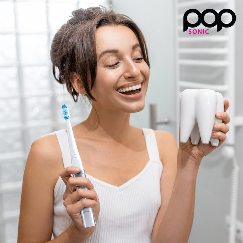Pop Sonic USB Charge Anywhere Toothbrush(Silver) | Rechargeable Toothbrush w/Up