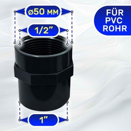 PVC Fitting 50 mm x 1 1/2 Inch with Internal Thread for Connecting PVC Pipe MONTERAL
