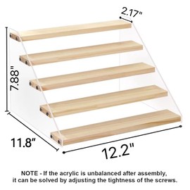 VAEHOLD Spice Rack Organizer for Cabinet & Countertop - Seasoning Organizer Spice Shelf - Space Saving Wooden Display Risers Shelf Showcase Fixtures Jewelry (5 Tier)