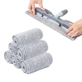 Heavy Duty Microfiber Floor Mop - Reusable Mop Head Kit, 6 Pack, 15 inch, Gray