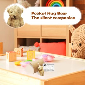 Little Pocket Bear Hug, Stuffed Animals, Plush Bear Doll Keychain as Positivity Gifts, Miss You Gifts, Worry Bear, First Day at School Gifts Soft and Cute Pocket Hugs Bear for Kids and Women