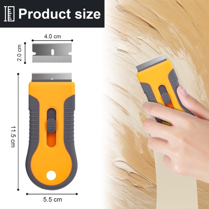 Razor Blade Scraper Tool with 15pcs Extra Blades, Multi-Surface Glass
