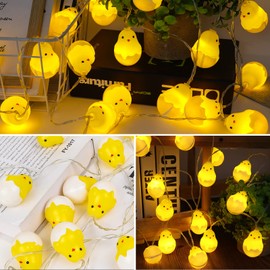 Easter Cute Little Chicken String Lights, 10FT 20LED Cartoon Yellow Hatching Chicken Easter String Light for Easter Home Children's Room Decoration Easter Indoor Outdoor Hanging Ornament Decoration
