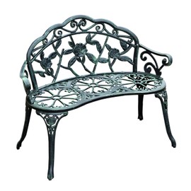 Outsunny Cast Iron Antique Rose Style Outdoor Patio Garden Park Bench, 40"