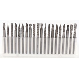cSeao 20pcs 1/8" Shank Tungsten Steel Carbide Rotary Tool Bits for Die Grinder, DIY, Woodworking, Engraving, Metal Carving, Drilling, Polishing