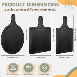 Geetery 3 Packs 12 Inch Black Wood Chopping Boards with Handle and Deep Juice Groove Small Bamboo Wooden Pizza Paddle Serving Boards Tray Charcuterie Board Chopping Board for Cheese Steak Bread