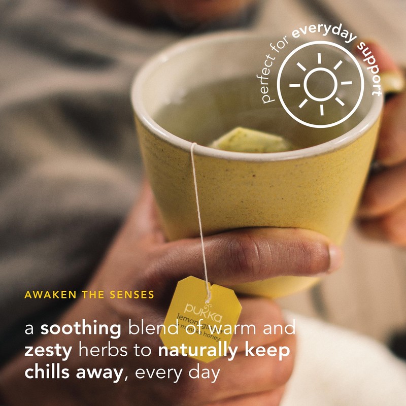 Pukka Herbs Organic Lemon, Ginger & Manuka Honey Herbal Tea,