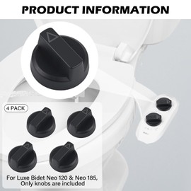 BANLIN 4-Pack Replacement Knob for Luxe Bidet Neo 120 & 185 - Durable Knob Accessories, Parts Compatible with Luxe Bidet Neo Series (Black)